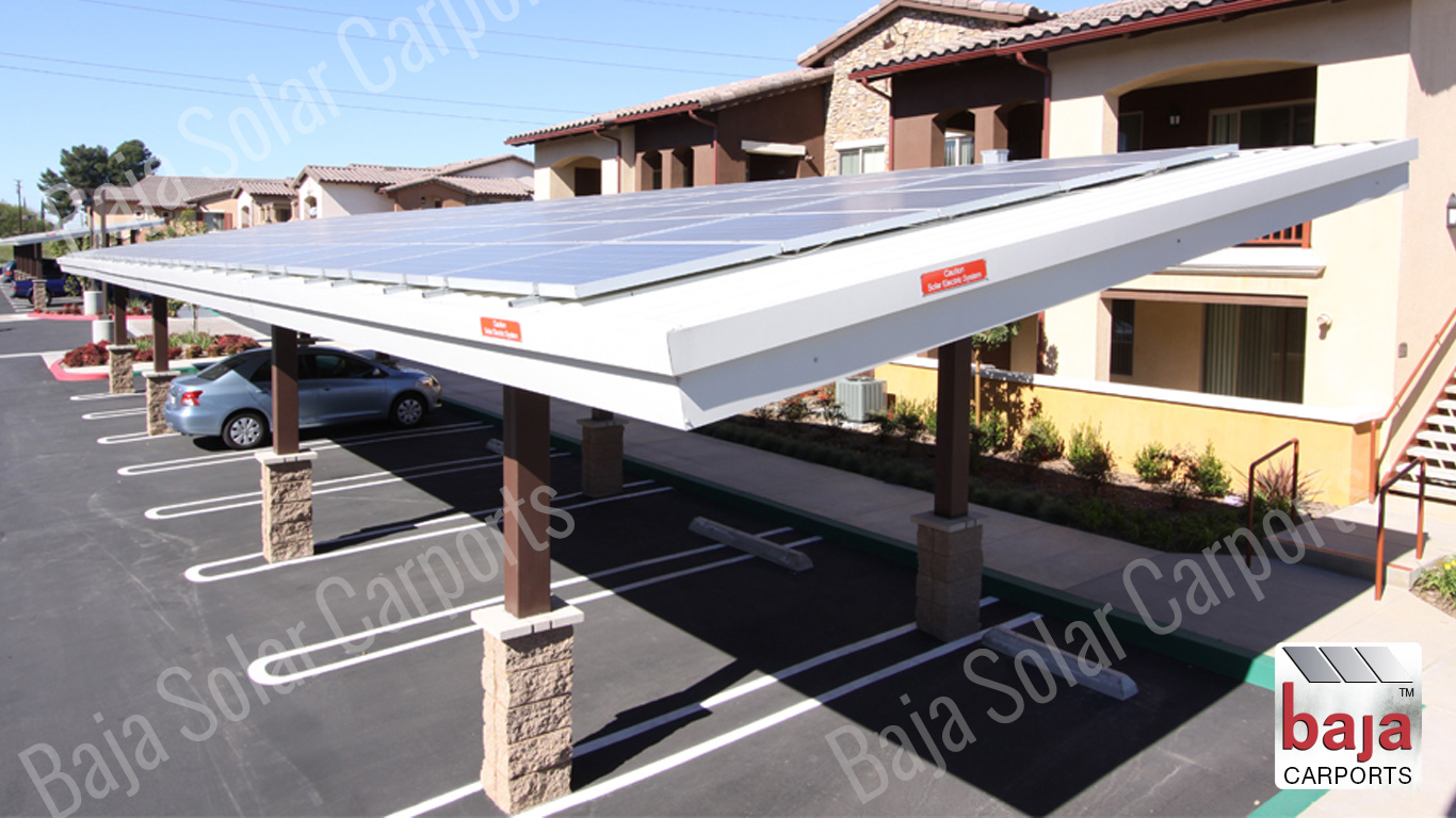 Offset Carport Supports / Mobile Home Carport Parts - Double Post Roof Deck With Solar AnD WrappeD Columns